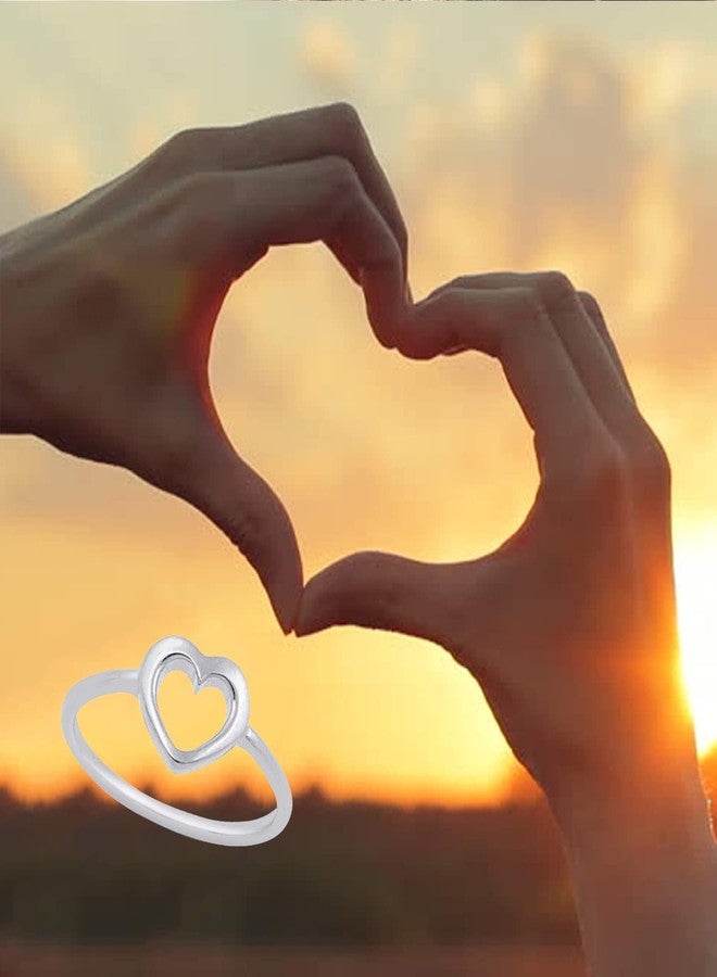 CCBFY Stainless Steel Simple Minimalist Heart Finger Rings for Women Wedding Engagement Statement Jewelry Silver 4 - Image 3